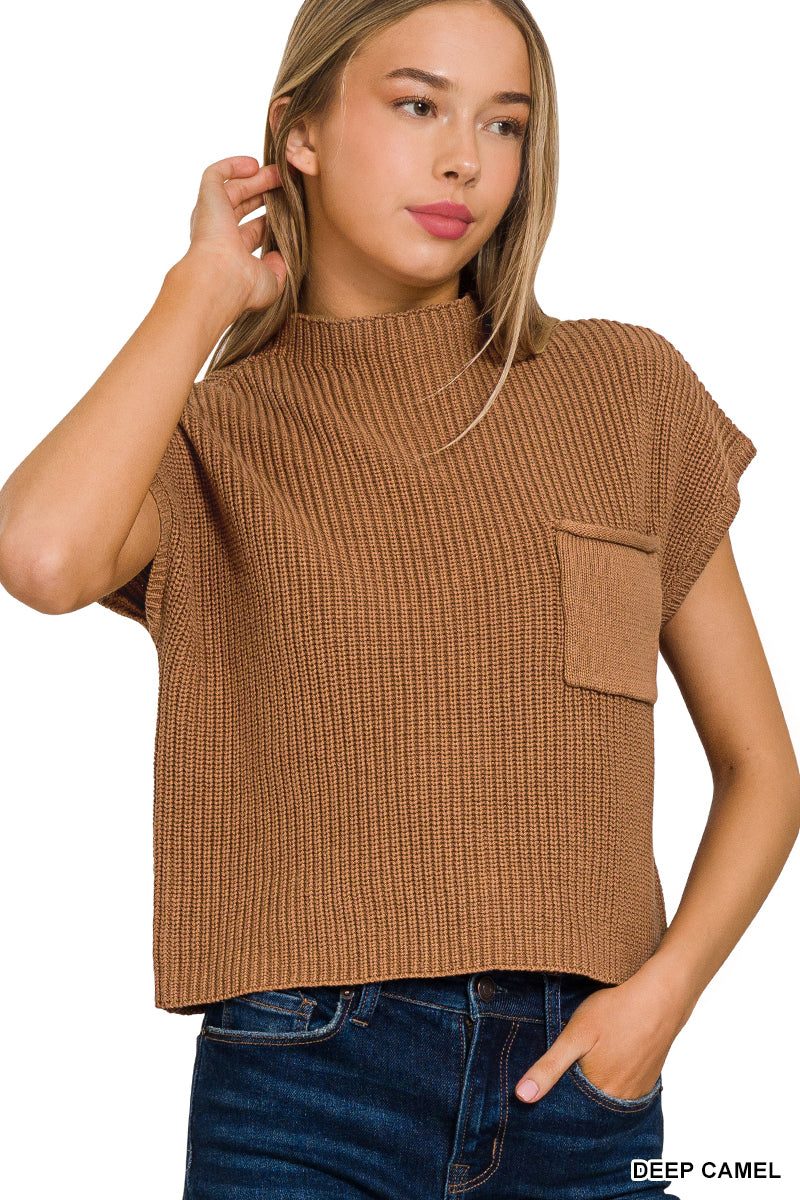 Mock Neck Cropped Sweater