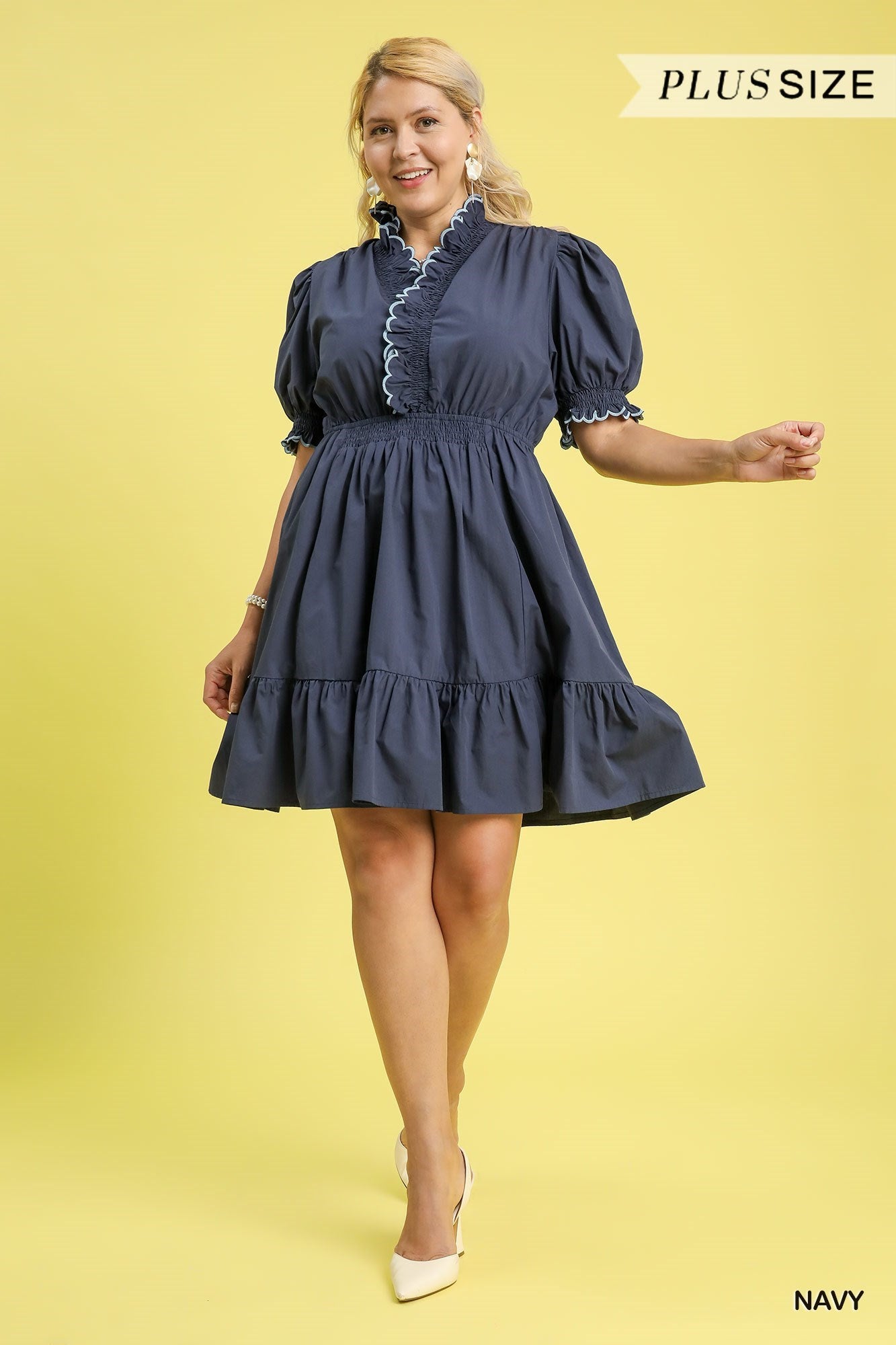 PS Navy Scalloped Dress