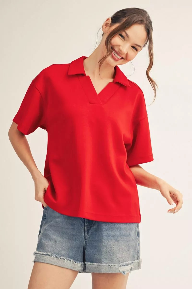 Red Collar Top