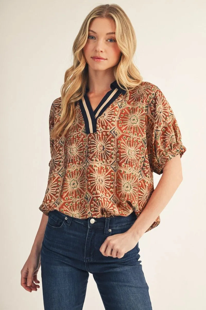 Boho Contrast Top
