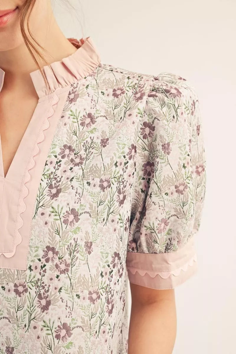 Floral Jacquard Shift Dress