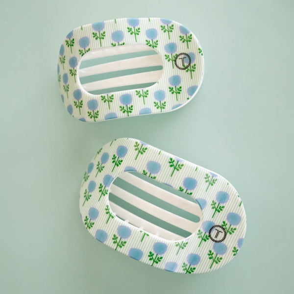Blue Marigold Flat Round Hair Clip