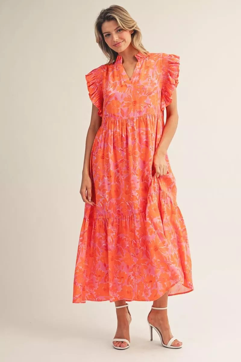Tropical Floral Midi Dress