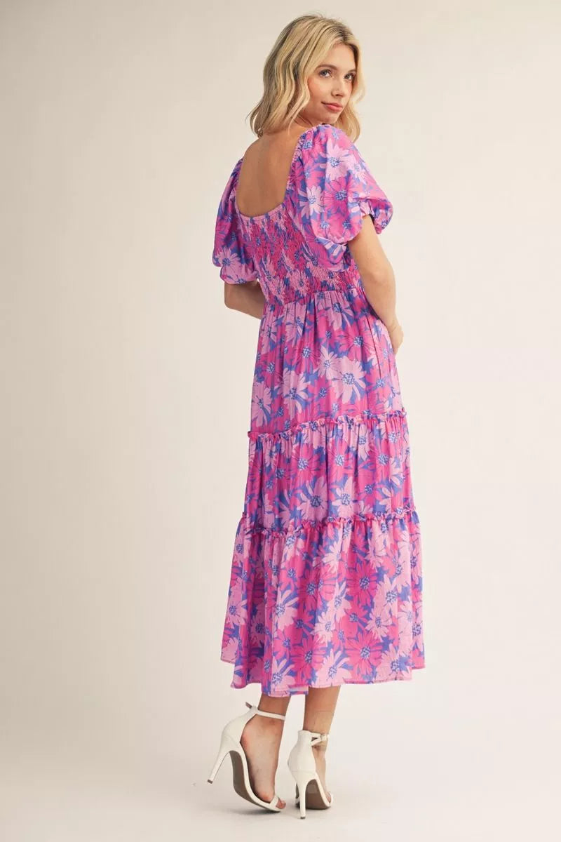 Blue/Magenta Midi Dress