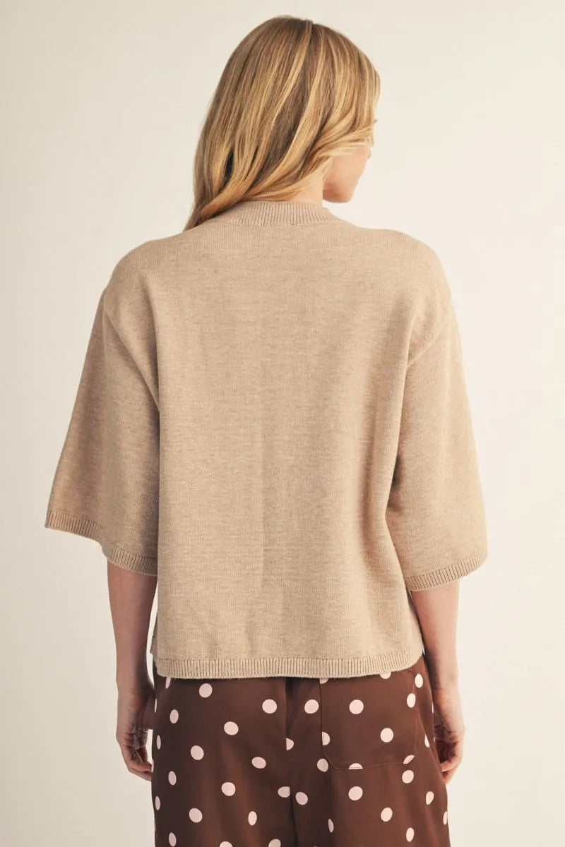 3/4 Sleeve Button Down Sweater