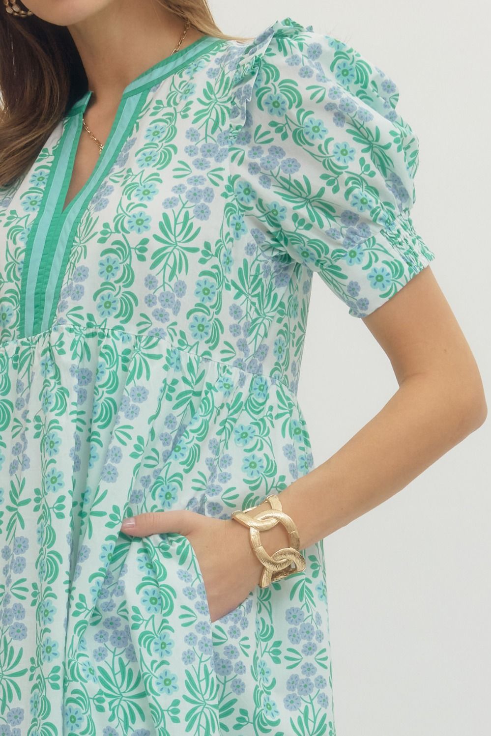 Floral Puff Sleeve Midi Dress