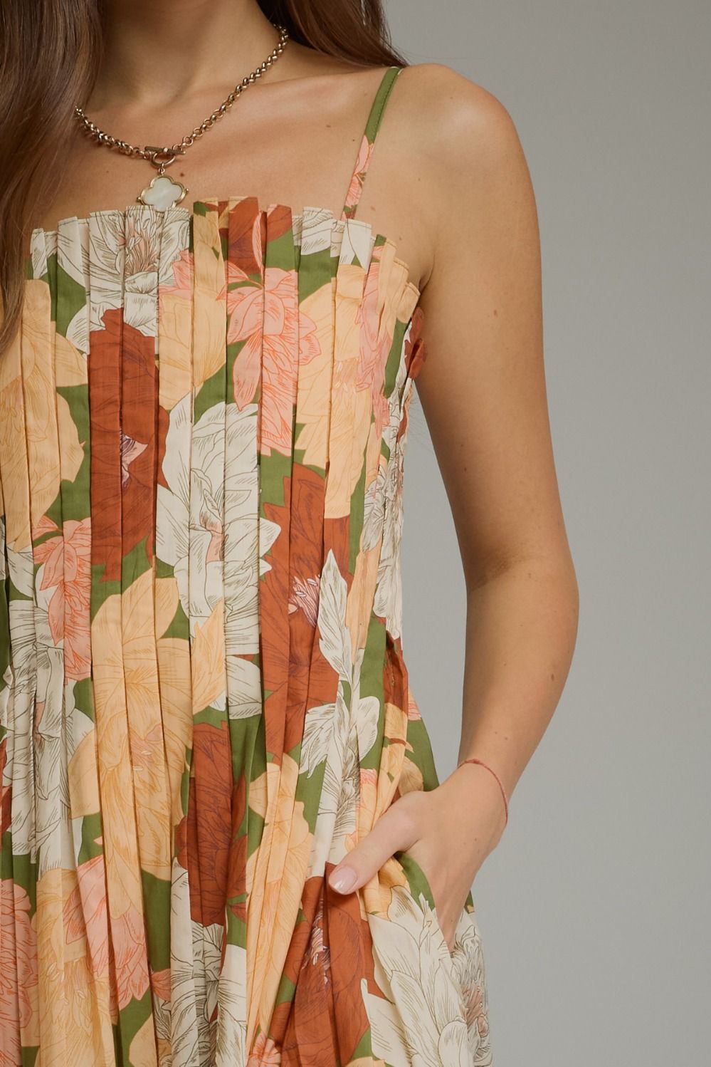 Multi Floral Pleated Dress