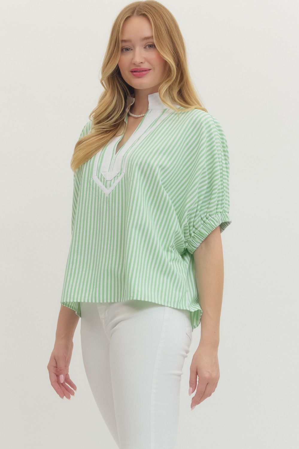 Green Dolman Striped Top