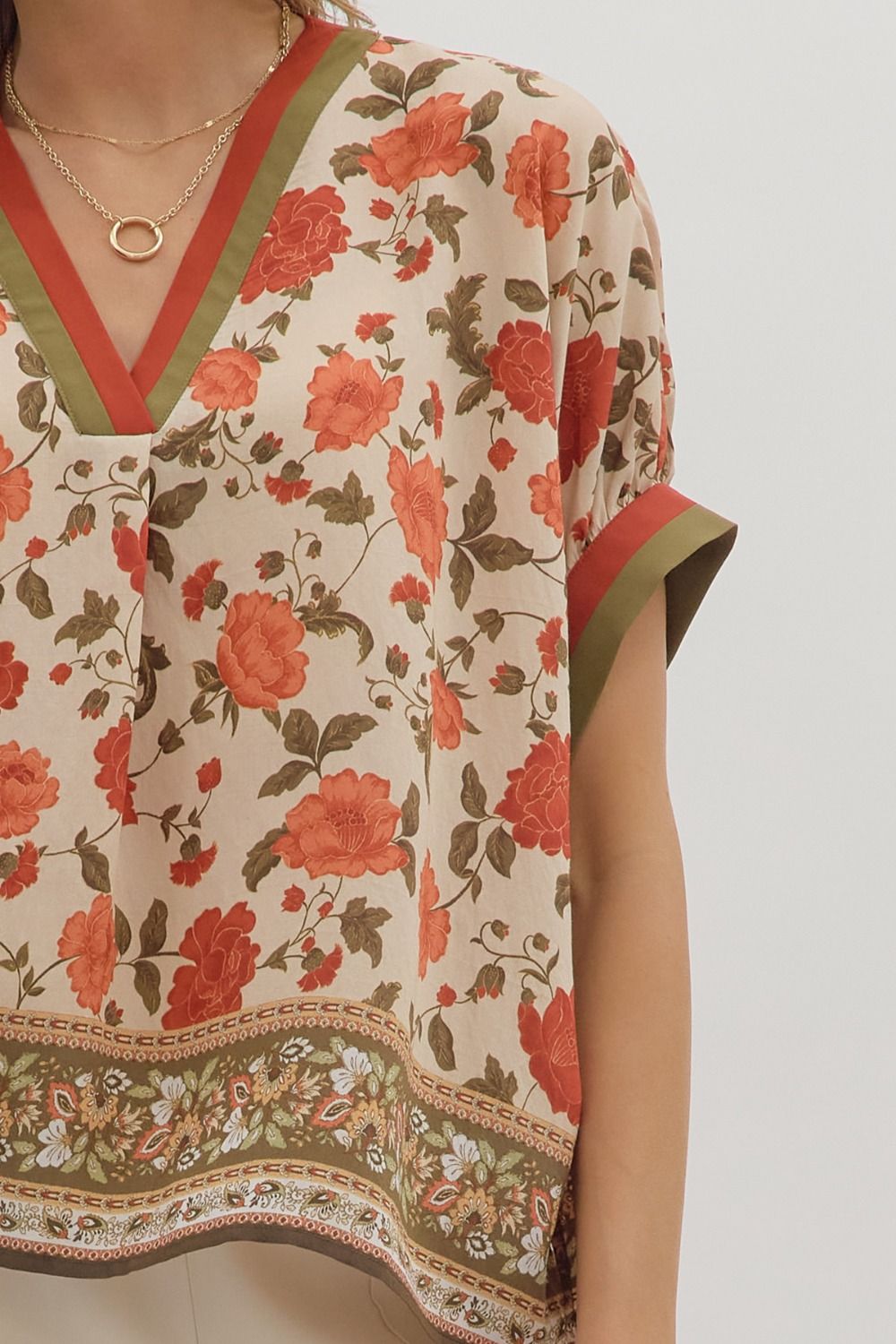 Floral V Neck Top
