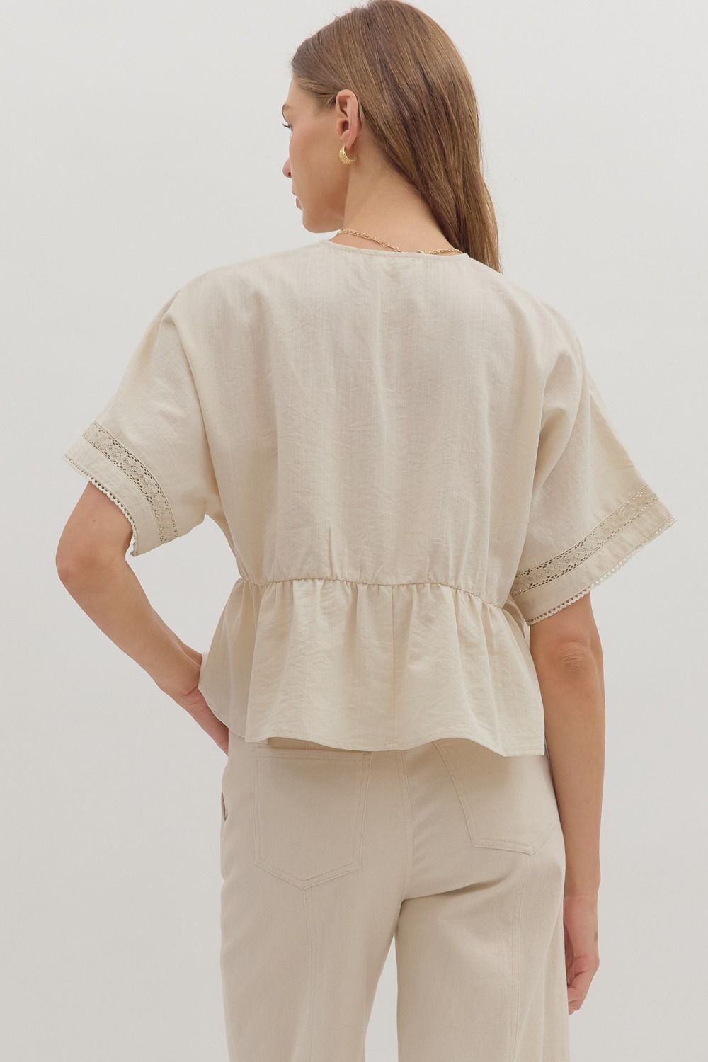 Lace Trim Peplum Top
