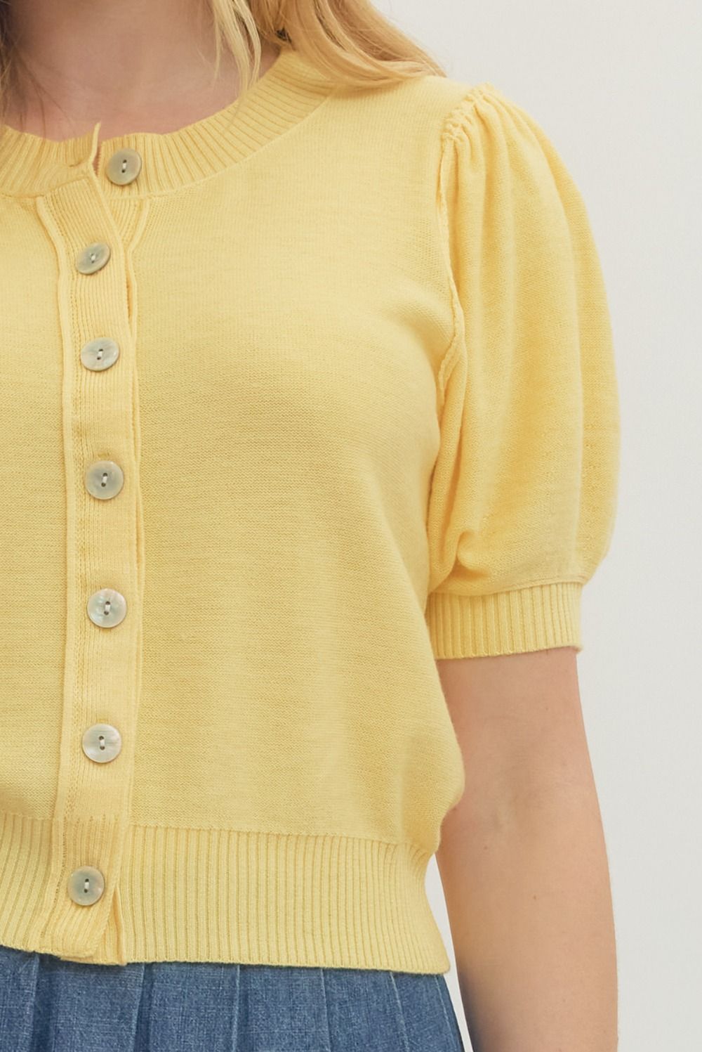 Yellow Puff Sleeve Sweater