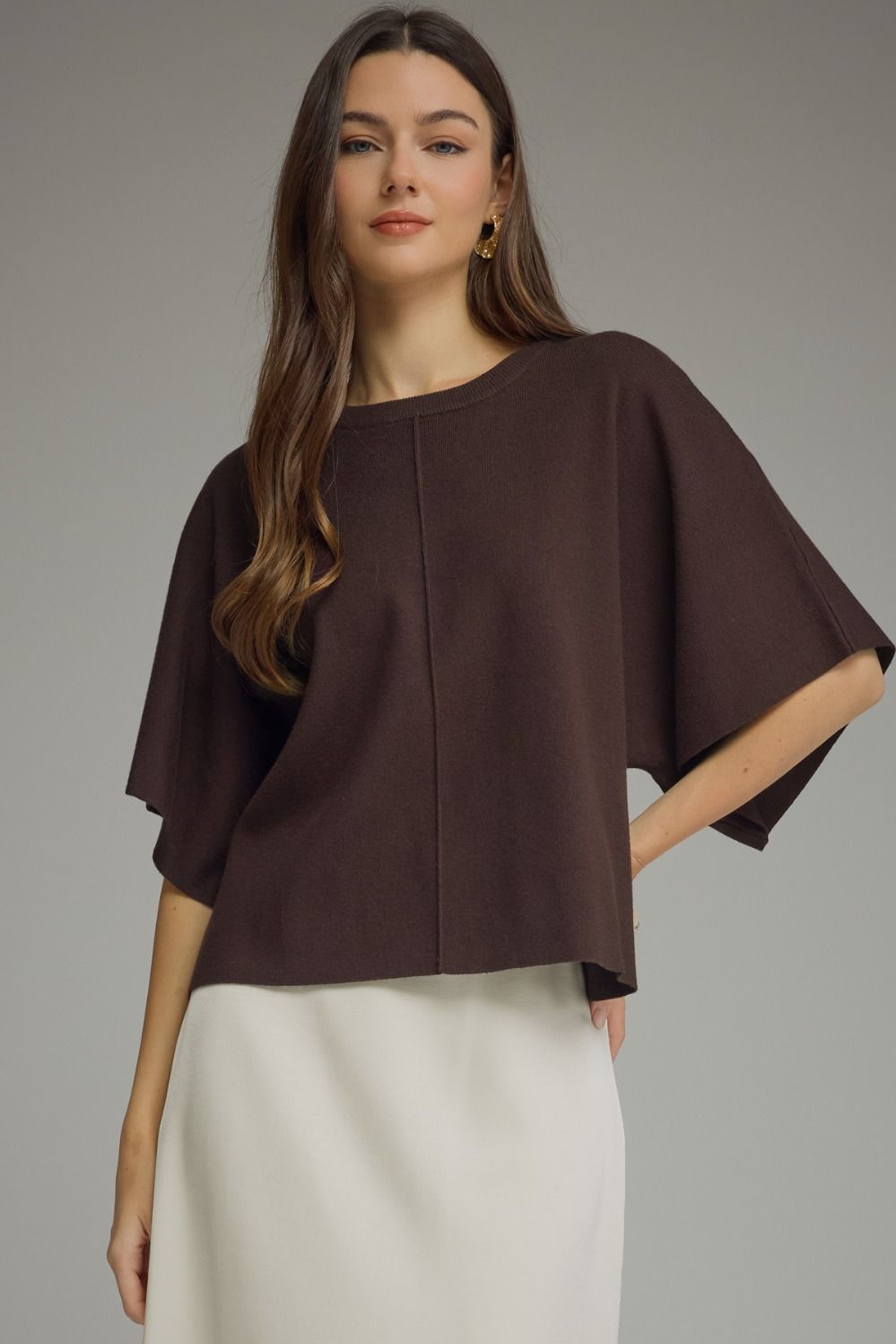 Brown Front Seam Sweater