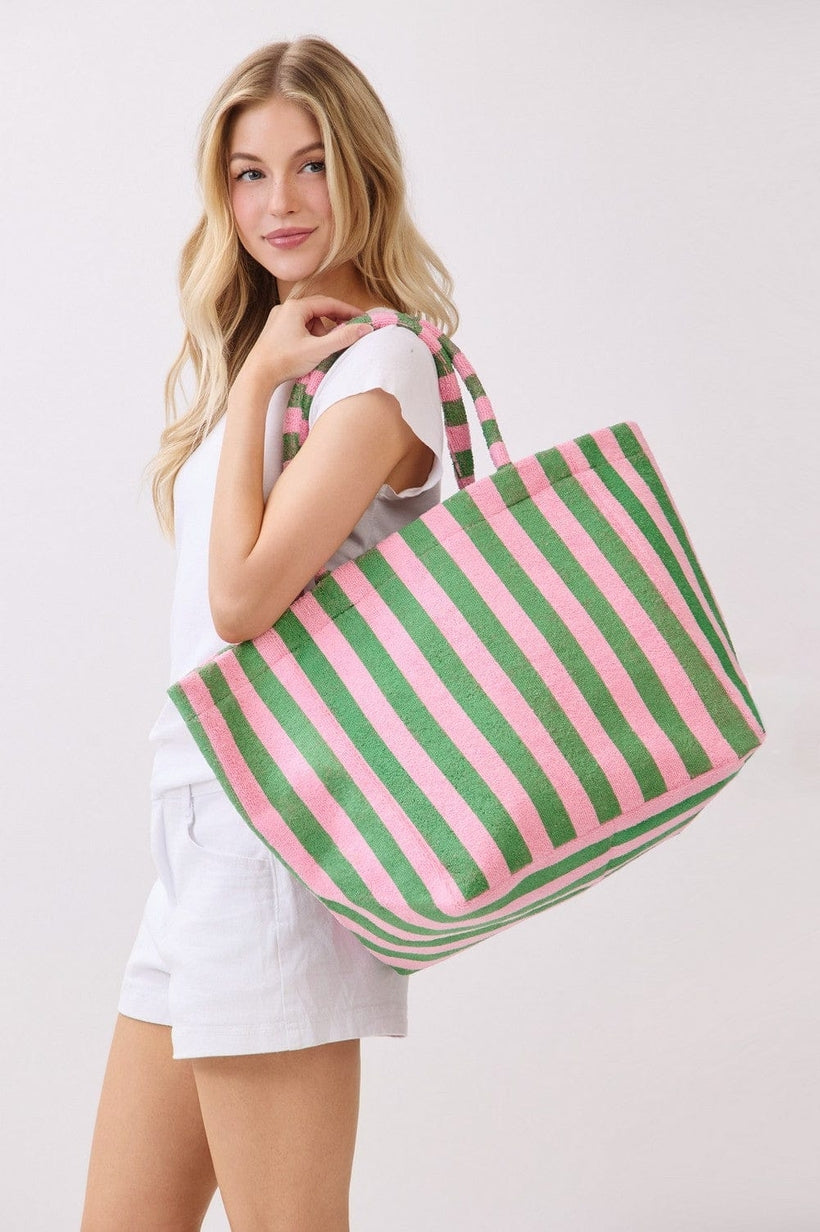 Terry Striped Tote & Pouch Set