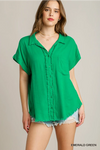 Linen Collared Fray Top