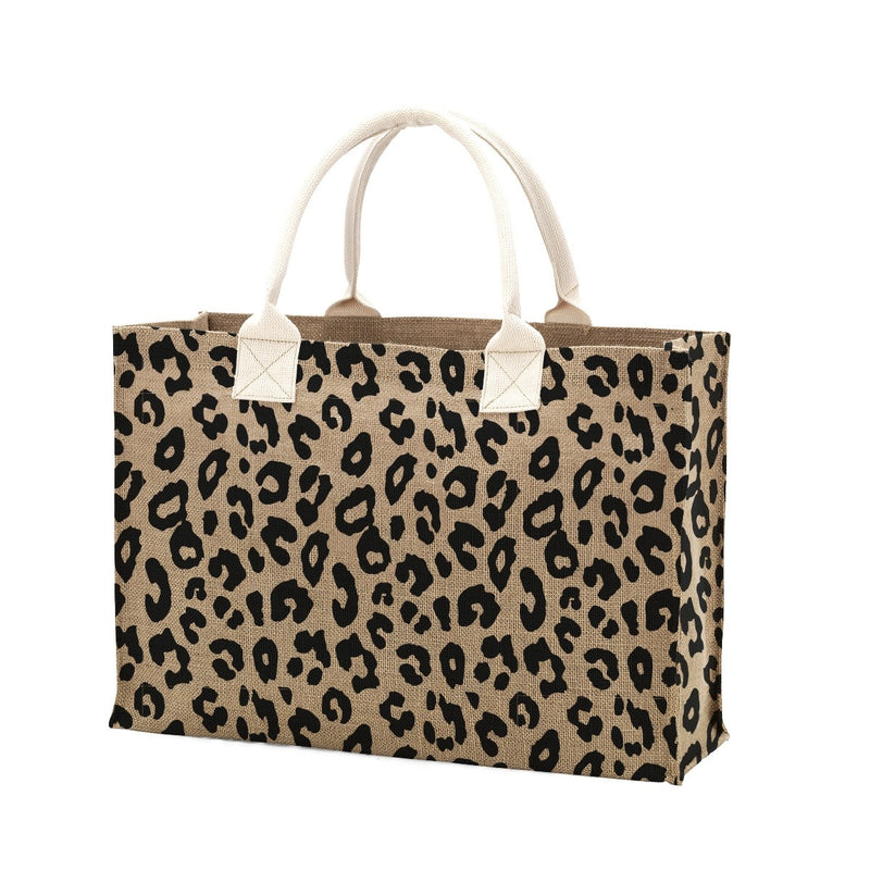 Leopard Burlap Bag