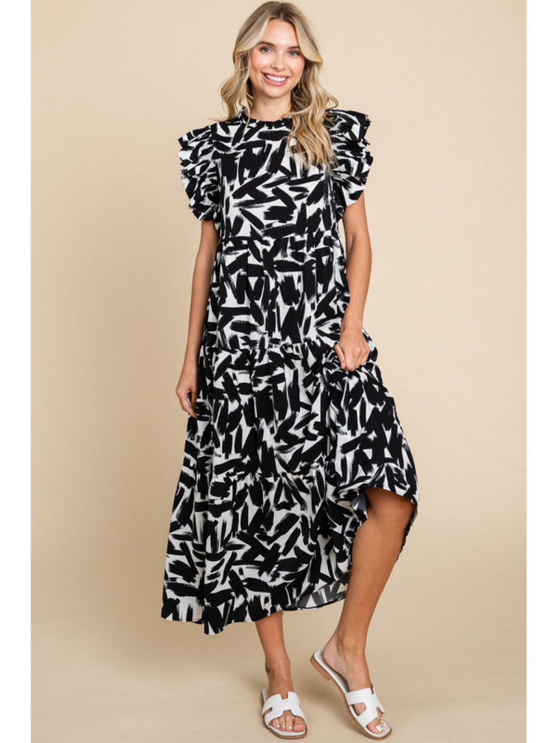 Black Stroke Midi Dress