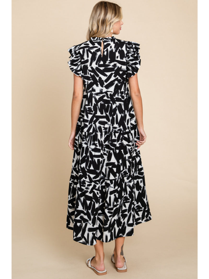 Black Stroke Midi Dress