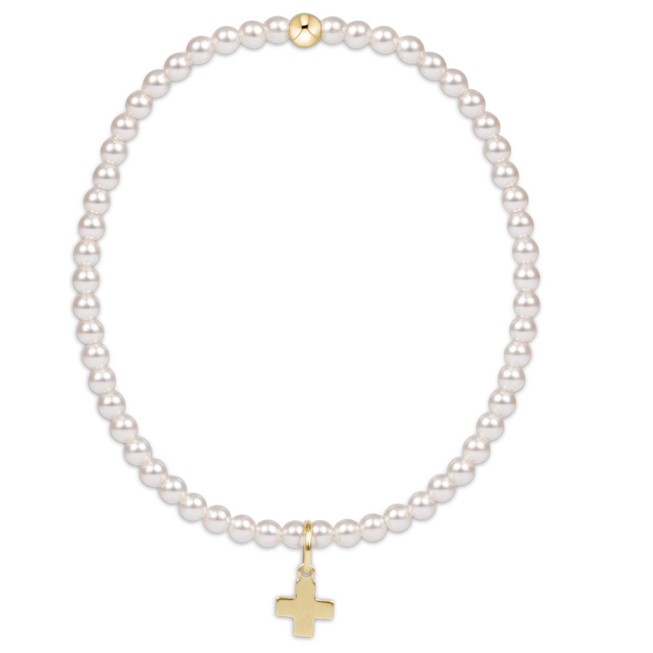 ENewton|Pearl Sign. Cross Bracelet