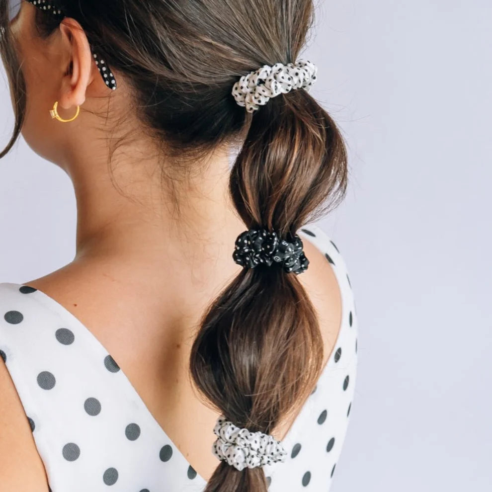 Teletie|Polka Dot Silk Scrunchies