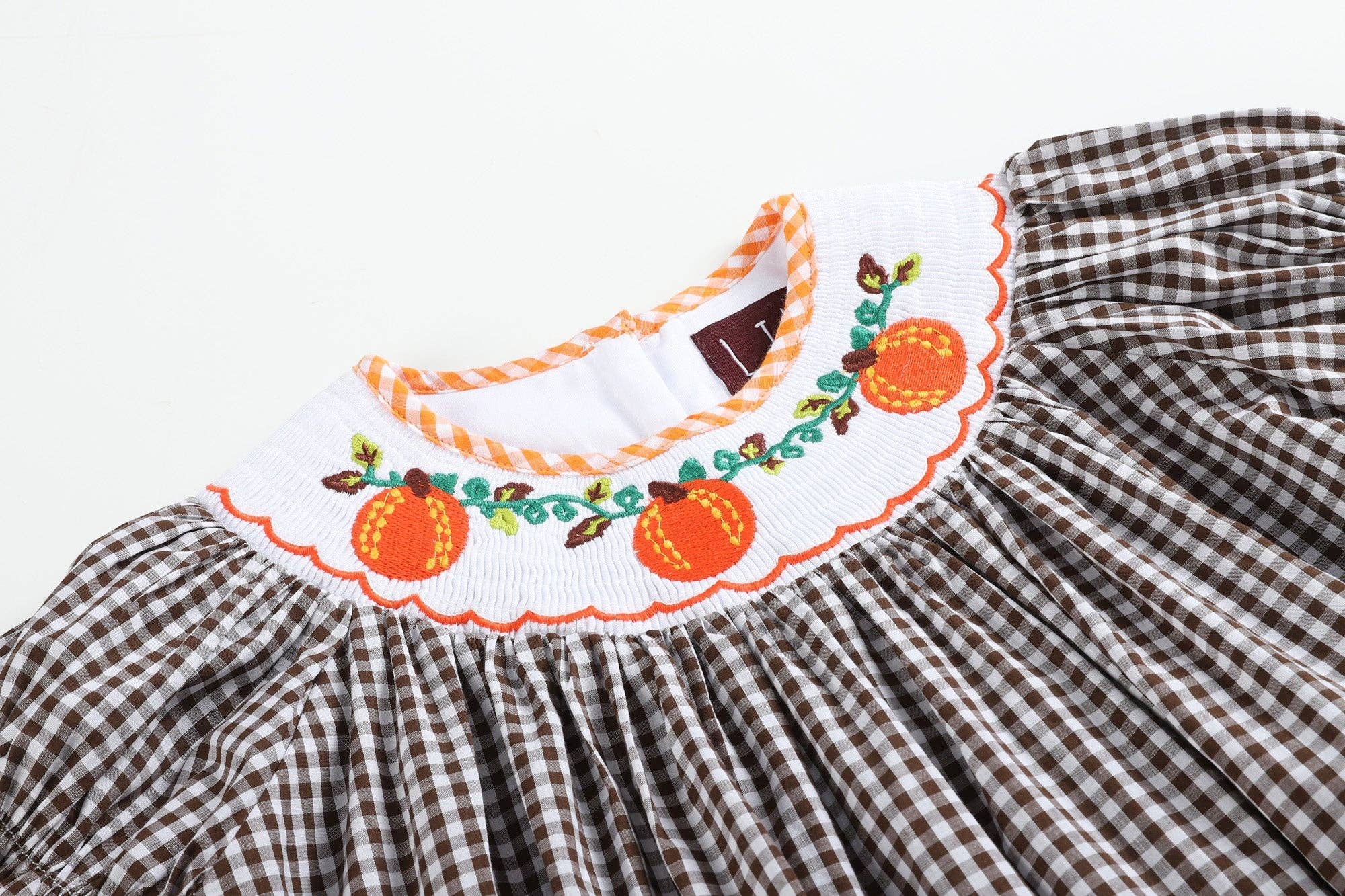 Gingham Pumpkin Bishop Dress