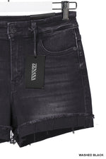 Black Raw Hem Shorts