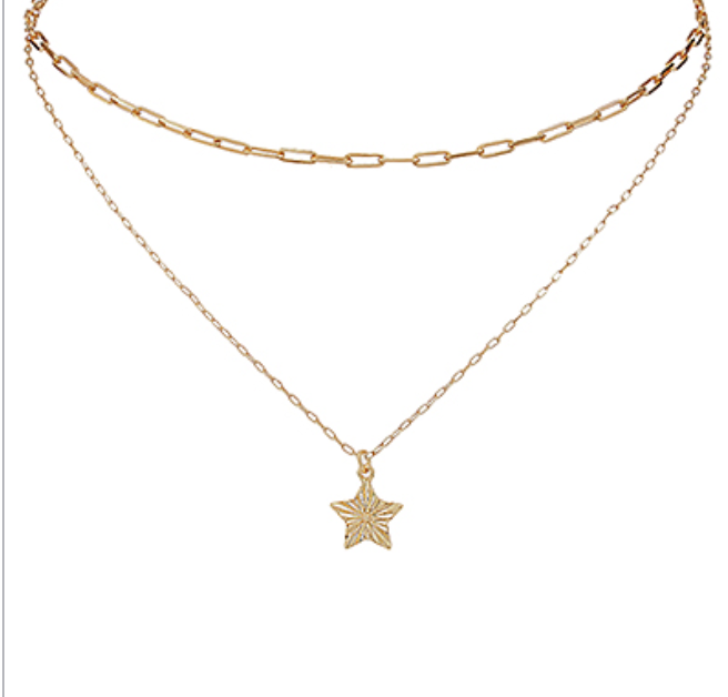 Textured Star Layered Necklace