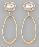 Crystal & Oval Earrings