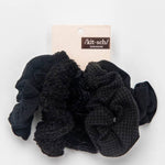 Textured Scrunchies 5pc - Black